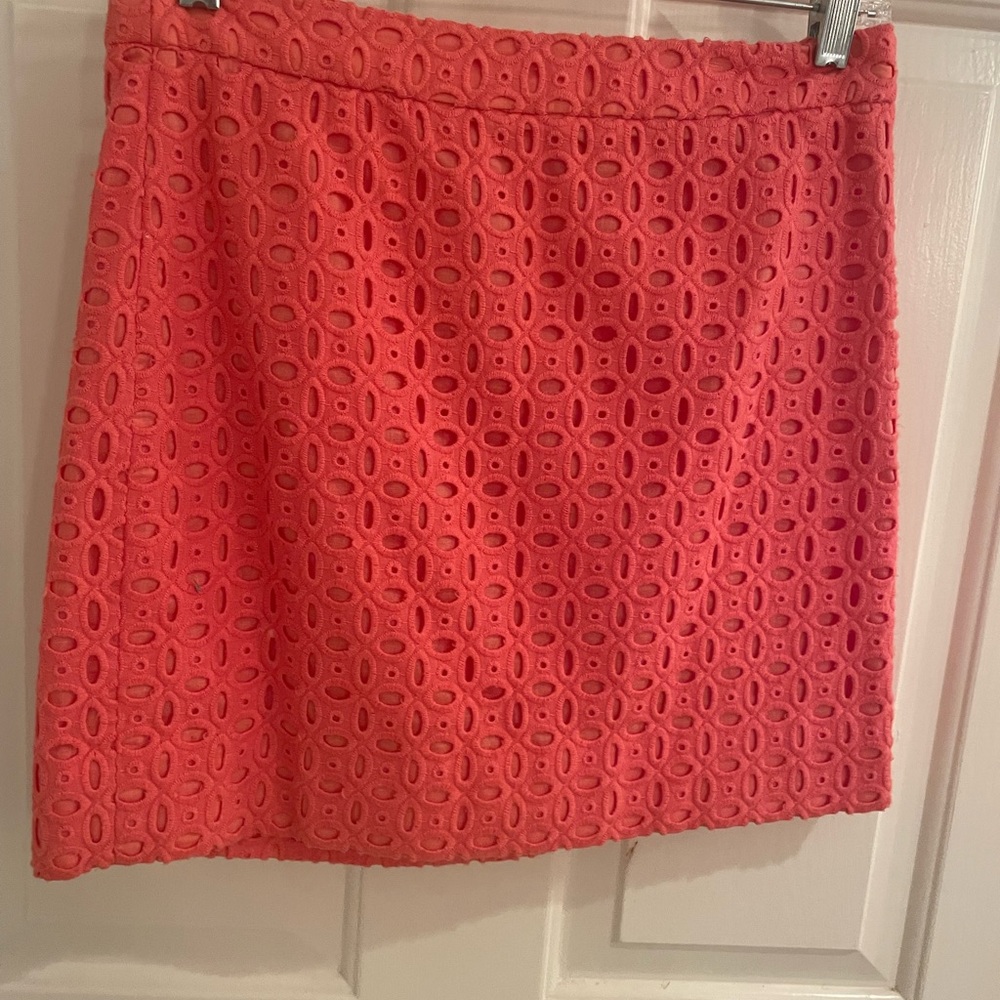 J. Crew Coral Eyelet Mini Skirt